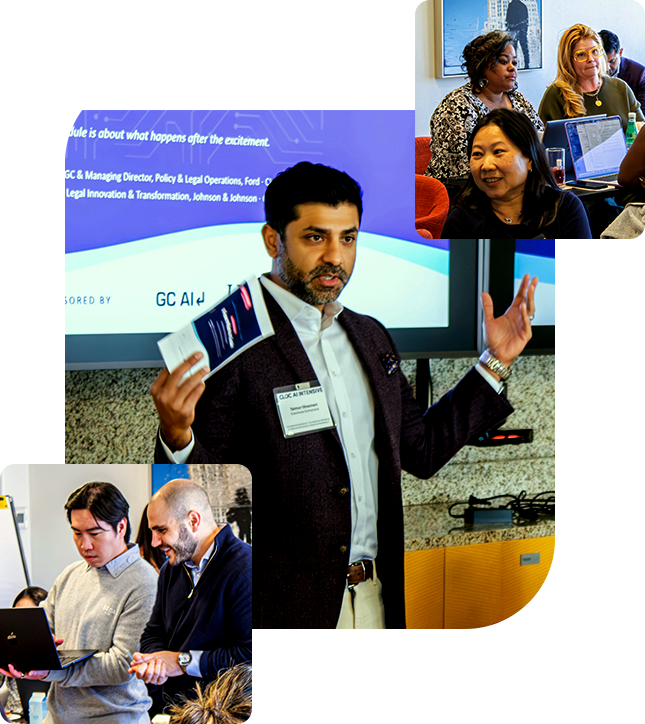 Attendees and a speaker at a CLOC AI Intensive session